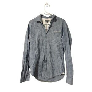 Slate & Stone Men's Cotton Button Up Shirt Size L Gray Black